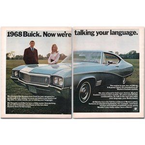 1969 Buick Skylark Coupe 2 Page Vintage Print Ad Talking Your Language Wall Art
